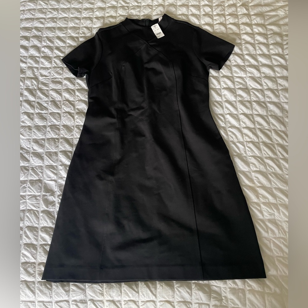 Brooks Brothers black red fleece constructed shift dress